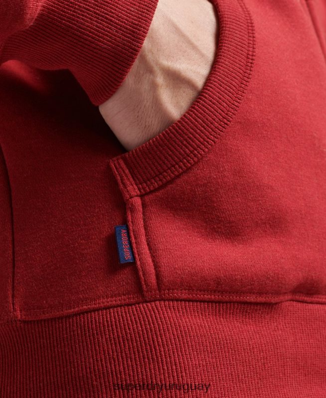 uy Superdry hombres sudadera con capucha y cremallera de algodón orgánico con logo vintage bordado rojo DT2N8Z628 ropa