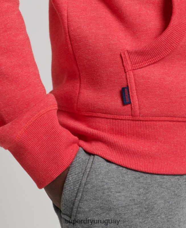 uy Superdry hombres sudadera con capucha y cremallera de algodón orgánico con logo vintage bordado rojo DT2N8Z827 ropa