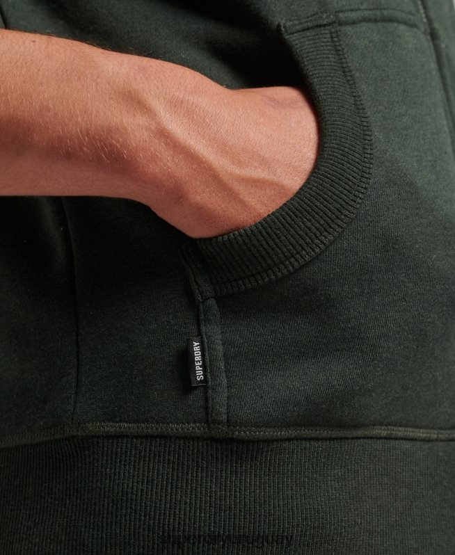 uy Superdry hombres sudadera con capucha y cremallera de algodón orgánico con logo vintage bordado verde DT2N8Z525 ropa