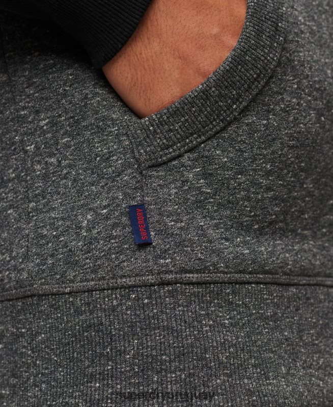 uy Superdry hombres sudadera con capucha y cremallera de béisbol con logo esencial de algodón orgánico gris oscuro DT2N8Z671 ropa