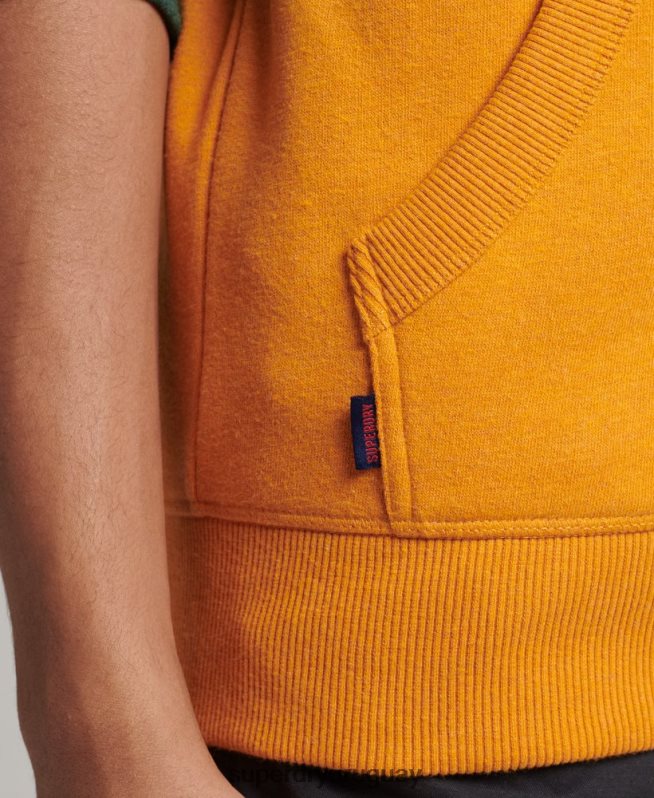 uy Superdry hombres sudadera con capucha y cremallera de béisbol con logo esencial de algodón orgánico oro DT2N8Z803 ropa