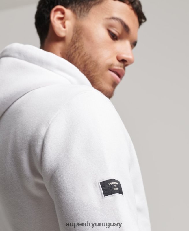 uy Superdry hombres sudadera con capucha y gráfico del logo central de algodón orgánico blanco DT2N8Z5075 ropa