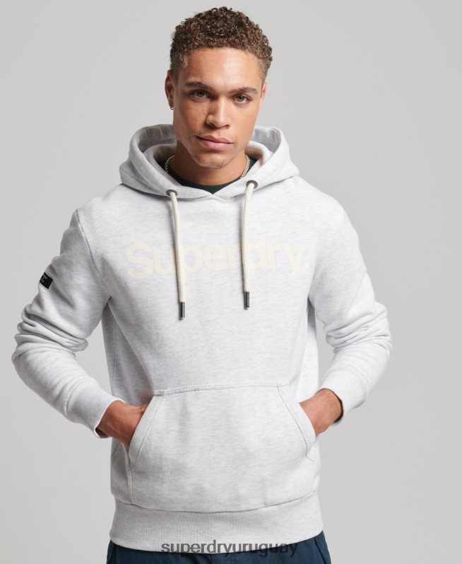 uy Superdry hombres sudadera con capucha y gráfico del logo central de algodón orgánico gris claro DT2N8Z748 ropa