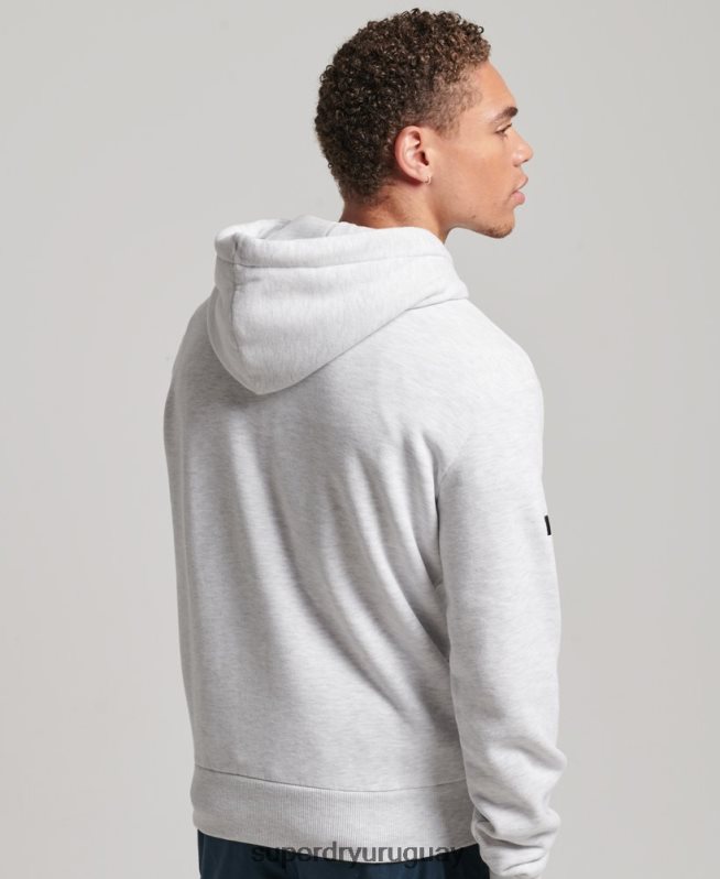 uy Superdry hombres sudadera con capucha y gráfico del logo central de algodón orgánico gris claro DT2N8Z748 ropa