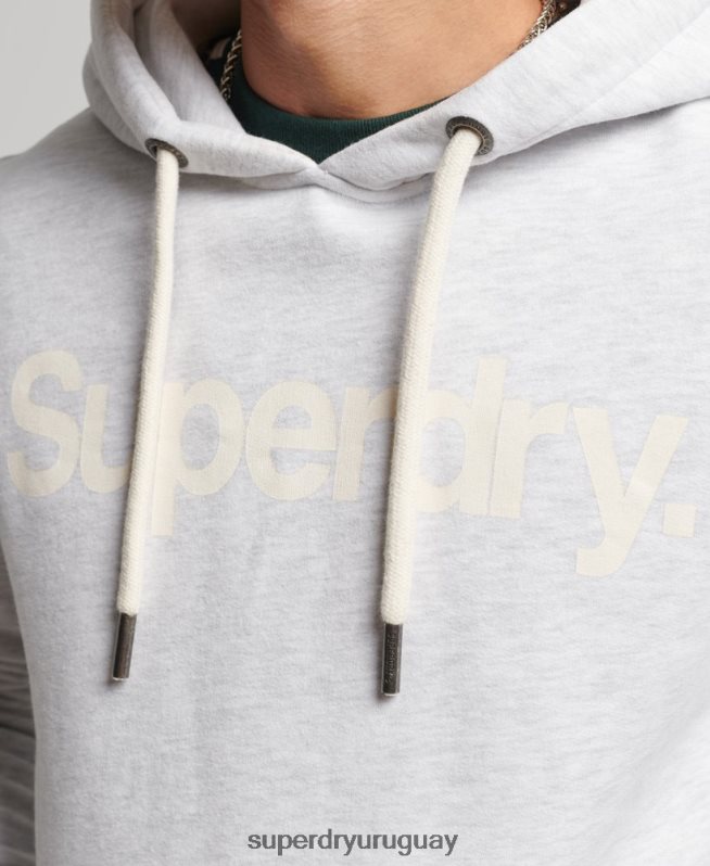 uy Superdry hombres sudadera con capucha y gráfico del logo central de algodón orgánico gris claro DT2N8Z748 ropa