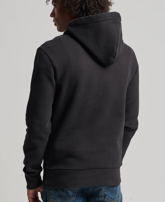 uy Superdry hombres sudadera con capucha y gráfico del logo central de algodón orgánico negro DT2N8Z5026 ropa