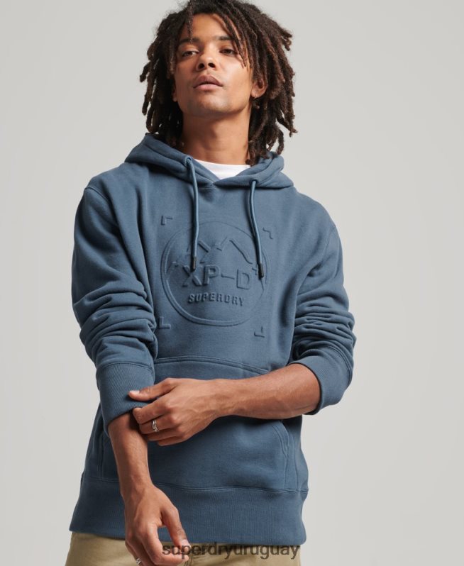 uy Superdry hombres sudadera con capucha y gráfico xp-d azul oscuro DT2N8Z717 ropa