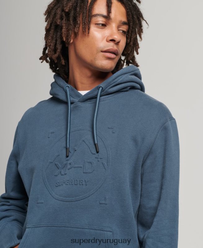 uy Superdry hombres sudadera con capucha y gráfico xp-d azul oscuro DT2N8Z717 ropa