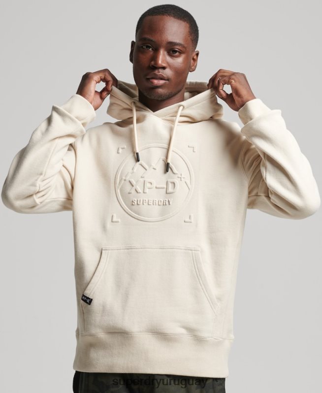 uy Superdry hombres sudadera con capucha y gráfico xp-d crema DT2N8Z5099 ropa