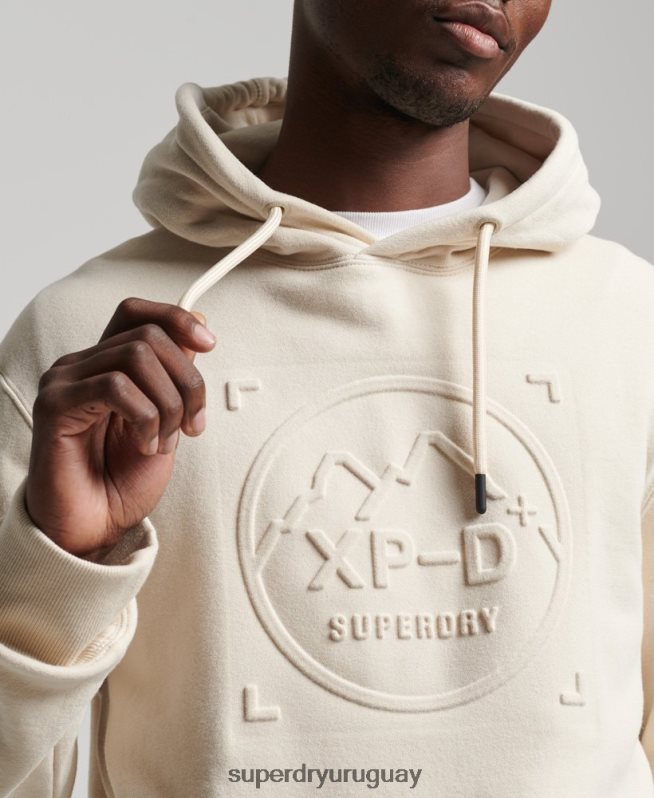 uy Superdry hombres sudadera con capucha y gráfico xp-d crema DT2N8Z5099 ropa