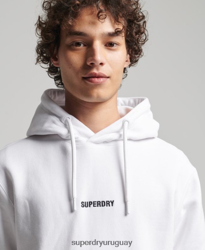 uy Superdry hombres sudadera con capucha y logo bordado blanco DT2N8Z5142 ropa