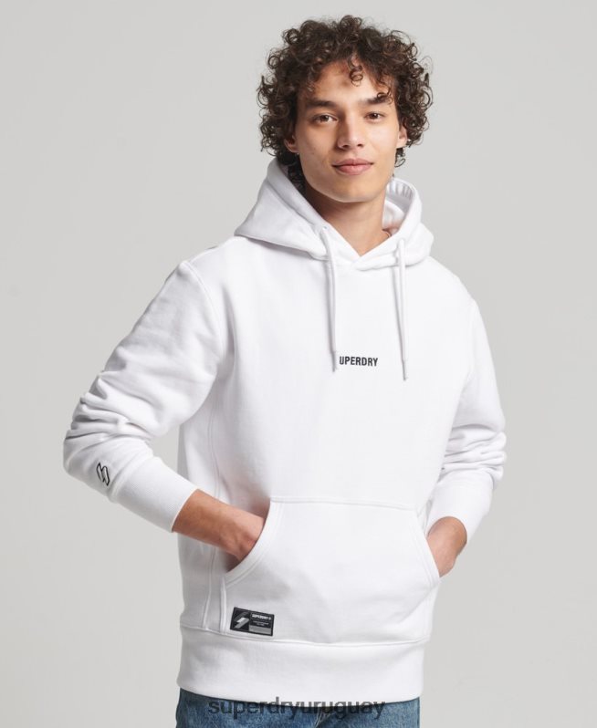 uy Superdry hombres sudadera con capucha y logo bordado blanco DT2N8Z5142 ropa