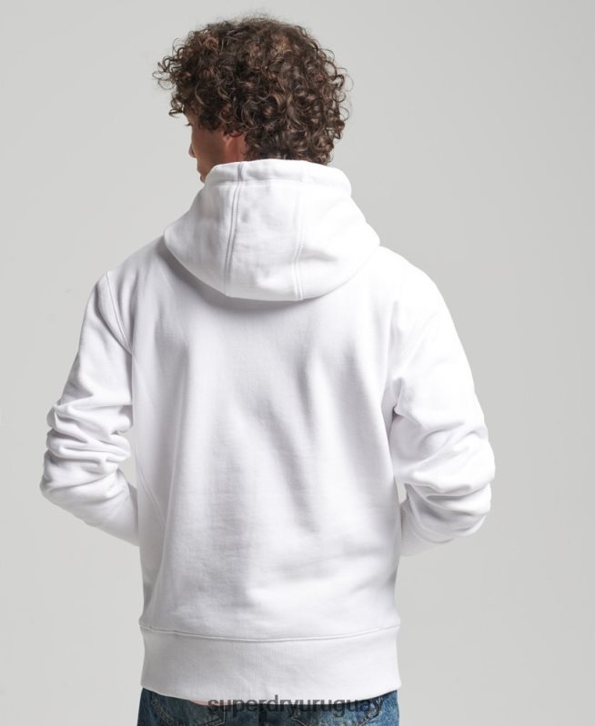 uy Superdry hombres sudadera con capucha y logo bordado blanco DT2N8Z5142 ropa