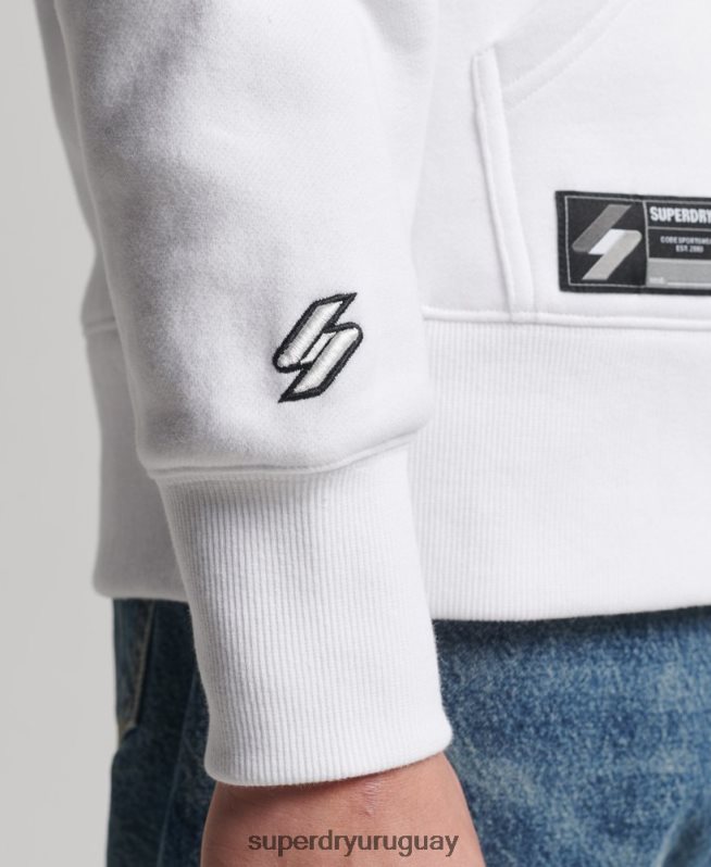 uy Superdry hombres sudadera con capucha y logo bordado blanco DT2N8Z5142 ropa