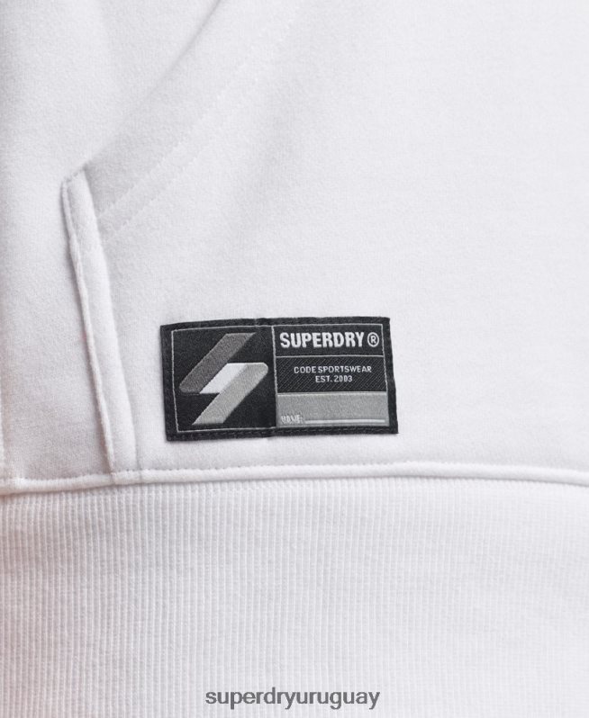uy Superdry hombres sudadera con capucha y logo bordado blanco DT2N8Z5142 ropa
