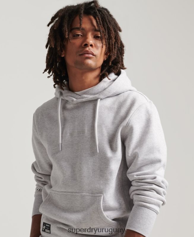 uy Superdry hombres sudadera con capucha y logo bordado gris DT2N8Z5113 ropa