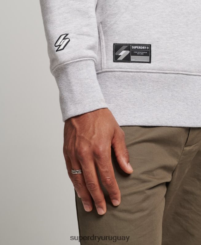 uy Superdry hombres sudadera con capucha y logo bordado gris DT2N8Z5113 ropa