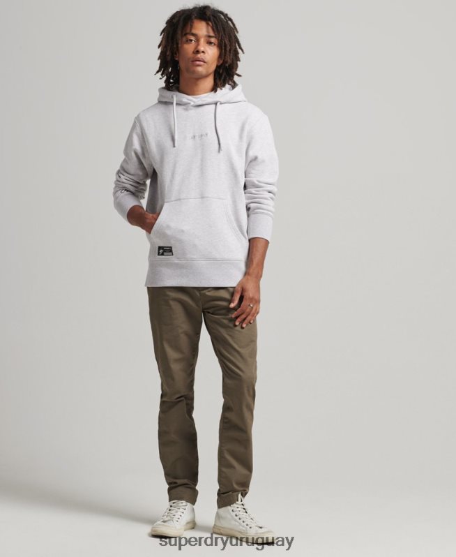 uy Superdry hombres sudadera con capucha y logo bordado gris DT2N8Z5113 ropa