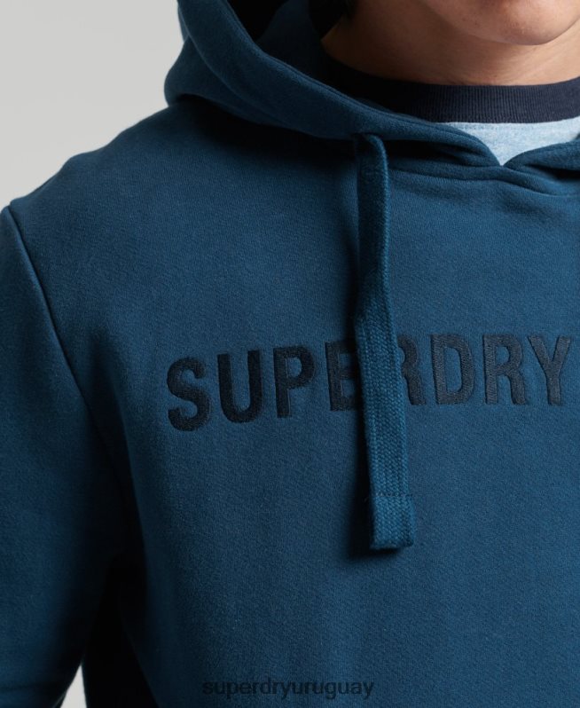 uy Superdry hombres sudadera con capucha y logo corporativo vintage azul DT2N8Z857 ropa
