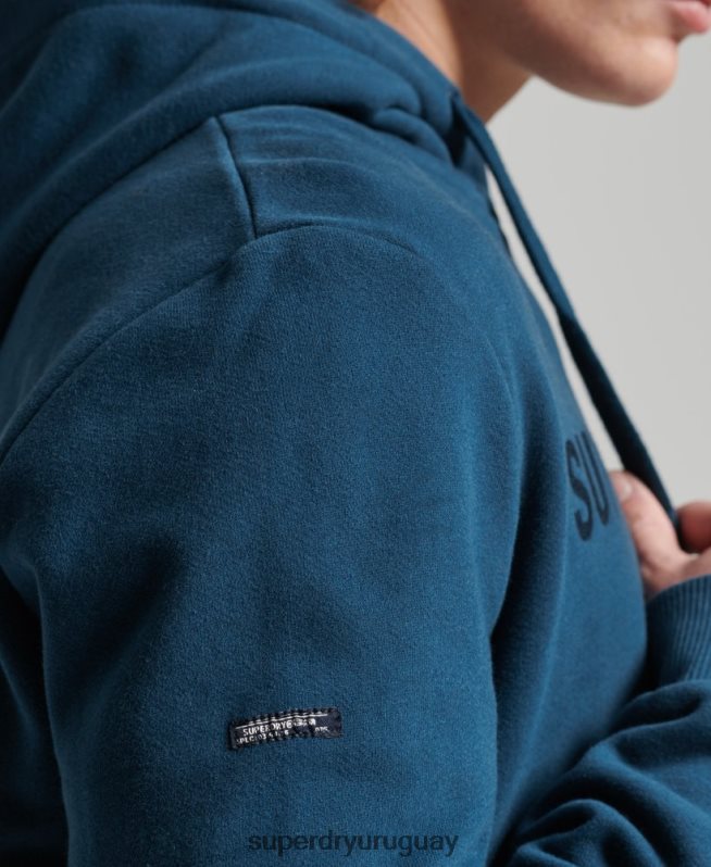 uy Superdry hombres sudadera con capucha y logo corporativo vintage azul DT2N8Z857 ropa