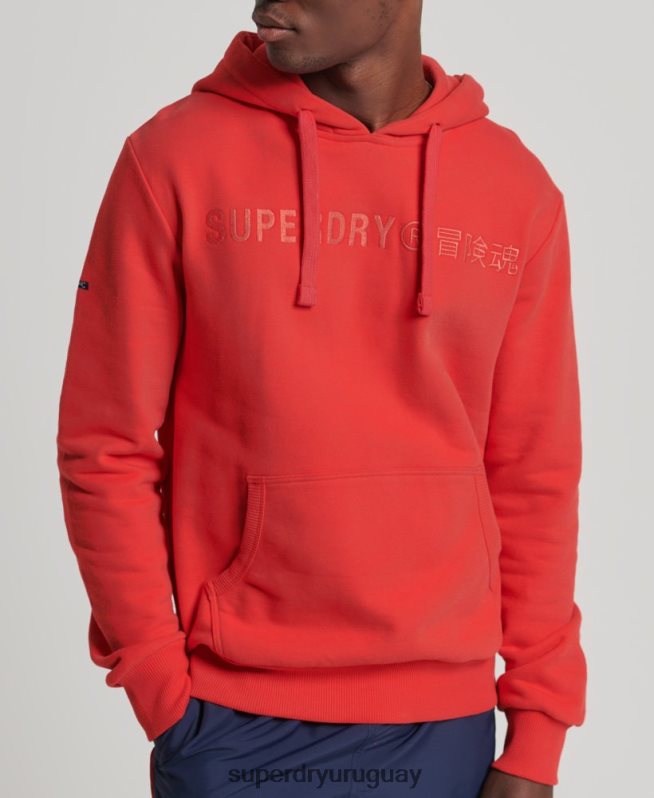 uy Superdry hombres sudadera con capucha y logo corporativo vintage rojo DT2N8Z836 ropa