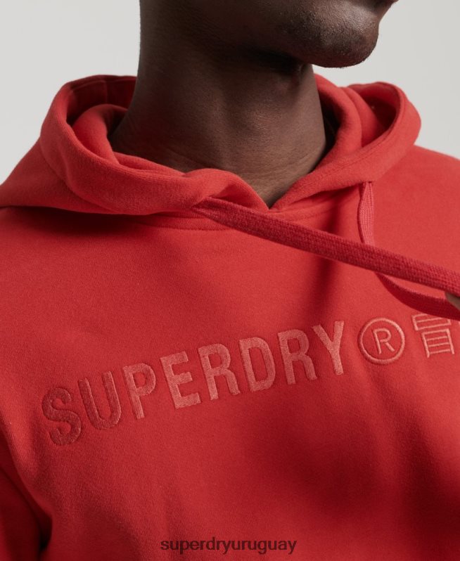 uy Superdry hombres sudadera con capucha y logo corporativo vintage rojo DT2N8Z836 ropa