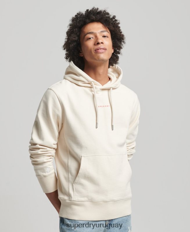 uy Superdry hombres sudadera con capucha y logo crema DT2N8Z466 ropa