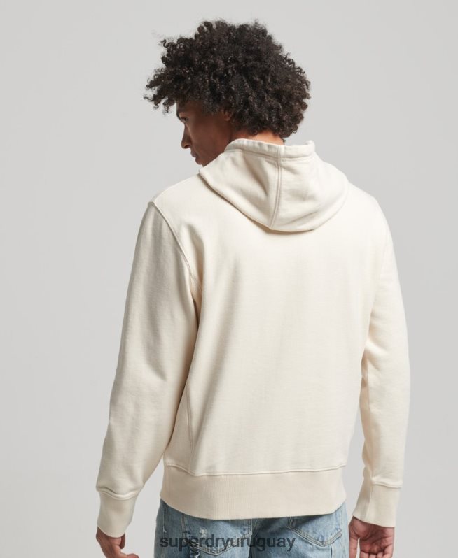 uy Superdry hombres sudadera con capucha y logo crema DT2N8Z466 ropa