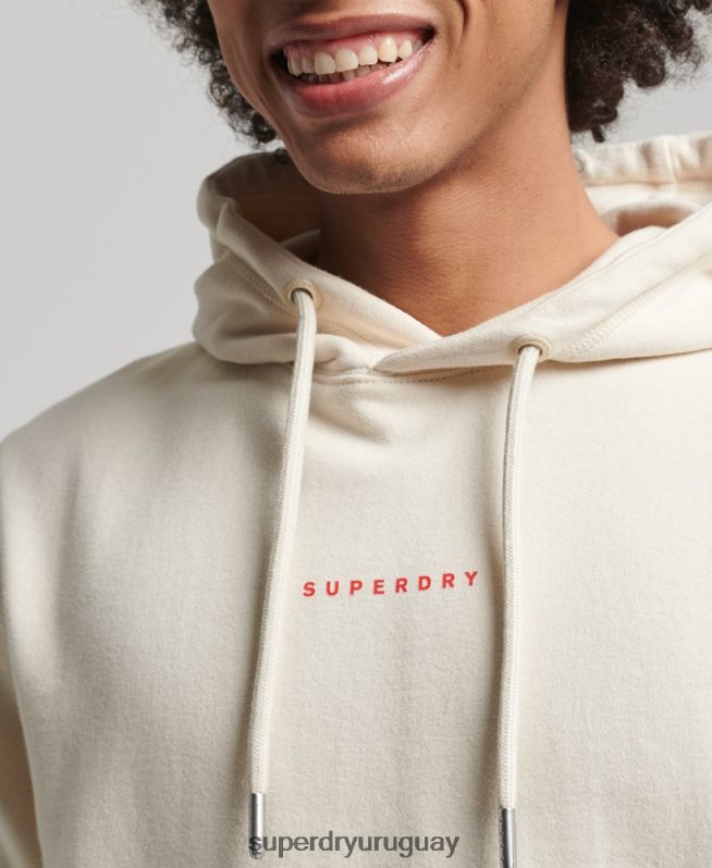 uy Superdry hombres sudadera con capucha y logo crema DT2N8Z466 ropa
