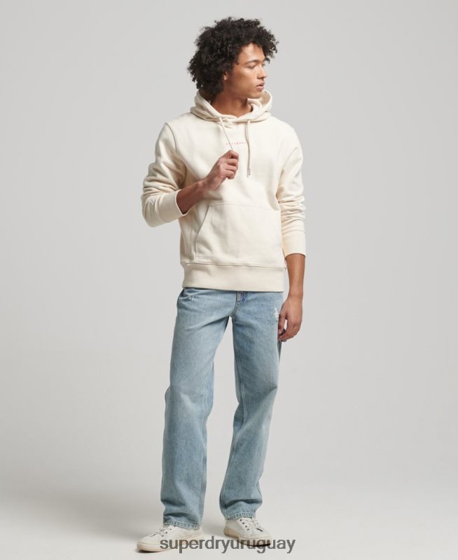 uy Superdry hombres sudadera con capucha y logo crema DT2N8Z466 ropa
