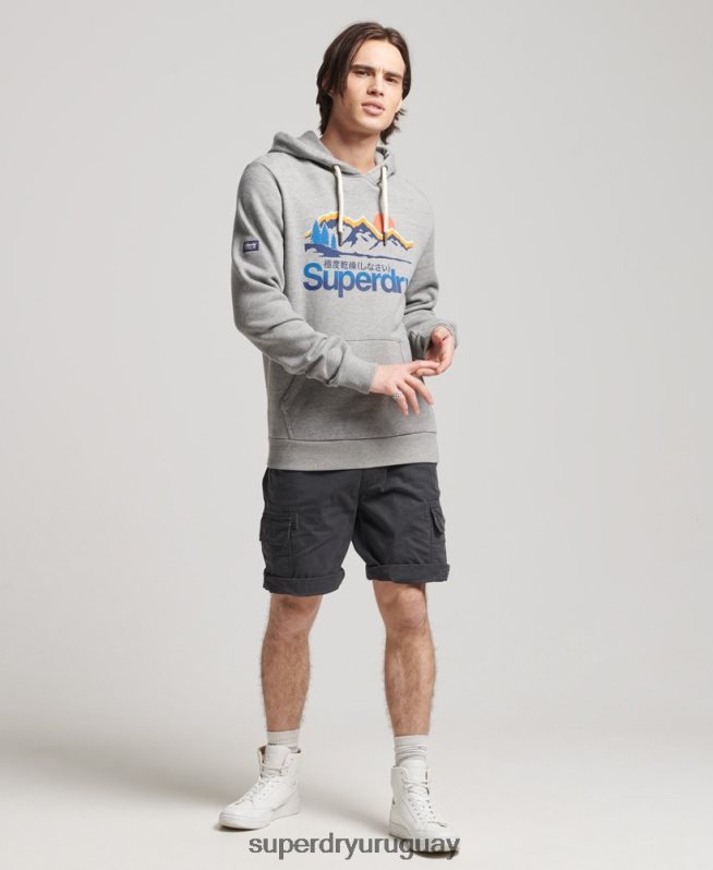 uy Superdry hombres sudadera con capucha y logo de core gris claro DT2N8Z5129 ropa