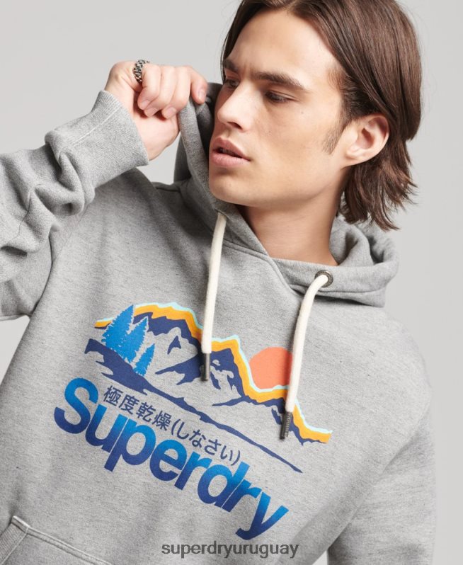 uy Superdry hombres sudadera con capucha y logo de core gris claro DT2N8Z5129 ropa