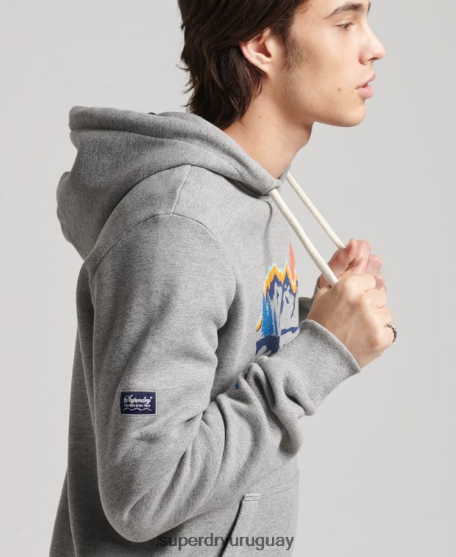 uy Superdry hombres sudadera con capucha y logo de core gris claro DT2N8Z5129 ropa