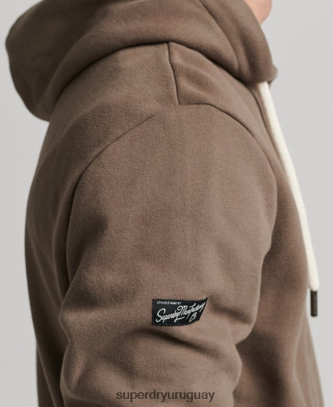 uy Superdry hombres sudadera con capucha y logo de corporación vintage caqui DT2N8Z5170 ropa