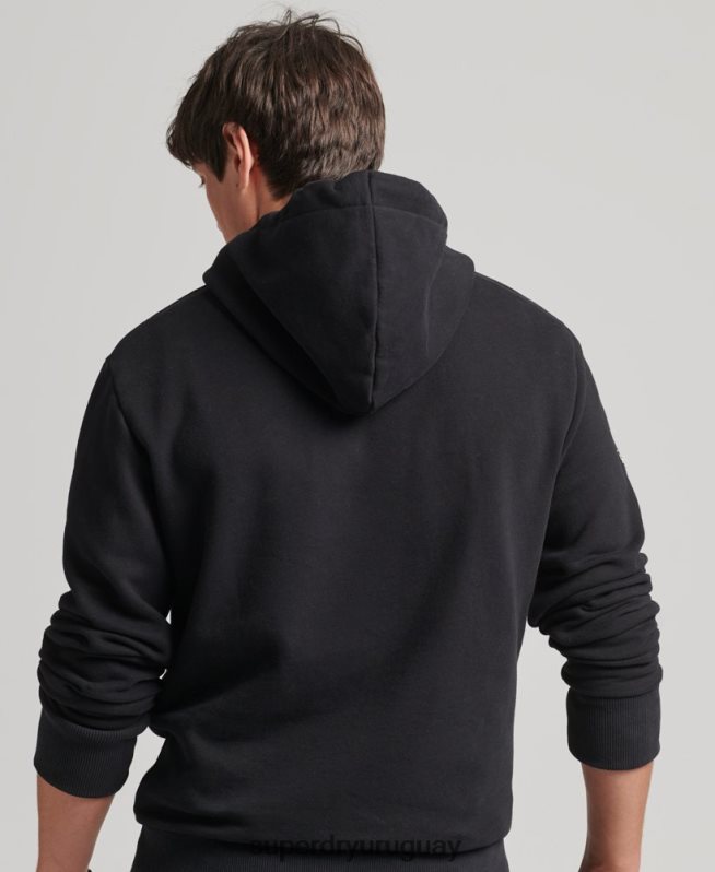 uy Superdry hombres sudadera con capucha y logo de corporación vintage negro DT2N8Z5169 ropa