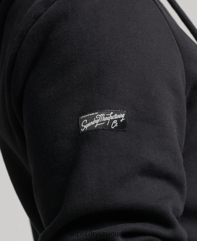 uy Superdry hombres sudadera con capucha y logo de corporación vintage negro DT2N8Z5169 ropa