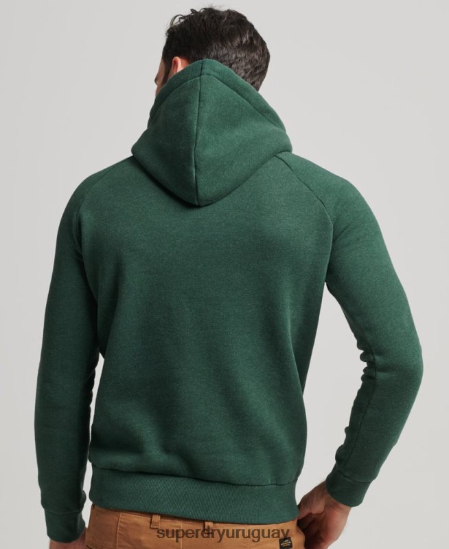 uy Superdry hombres sudadera con capucha y logo de raya en la manga cali verde DT2N8Z879 ropa