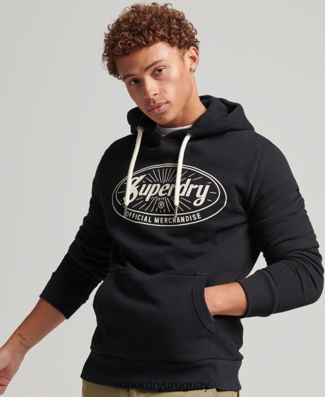 uy Superdry hombres sudadera con capucha y logo de rayo vintage gris oscuro DT2N8Z5166 ropa