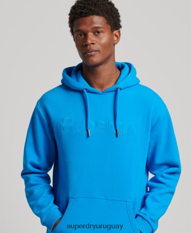 uy Superdry hombres sudadera con capucha y logo del mismo tono bordado azul DT2N8Z5100 ropa