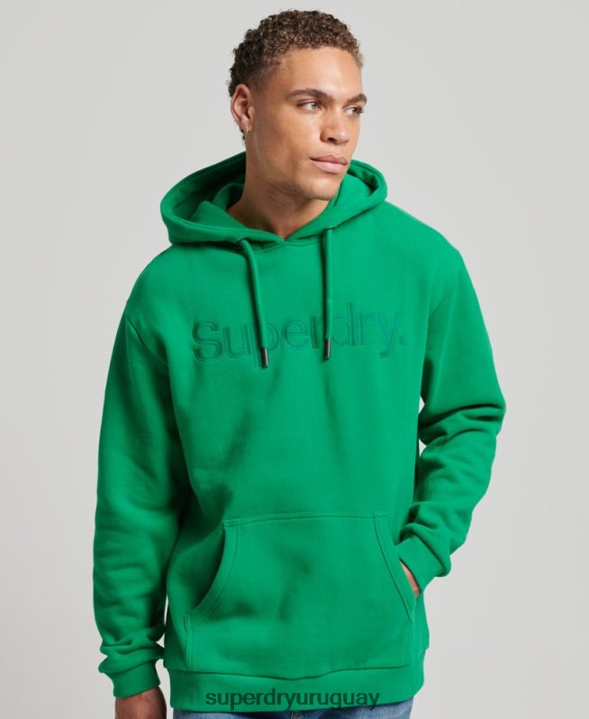 uy Superdry hombres sudadera con capucha y logo del mismo tono bordado verde DT2N8Z5177 ropa