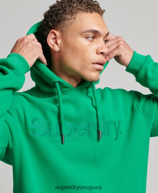 uy Superdry hombres sudadera con capucha y logo del mismo tono bordado verde DT2N8Z5177 ropa