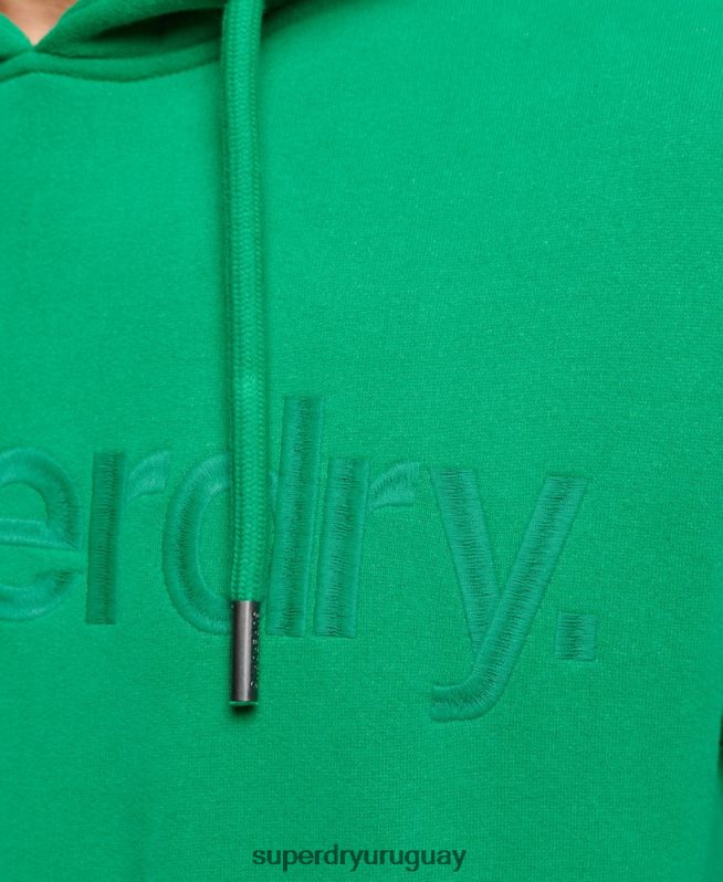uy Superdry hombres sudadera con capucha y logo del mismo tono bordado verde DT2N8Z5177 ropa
