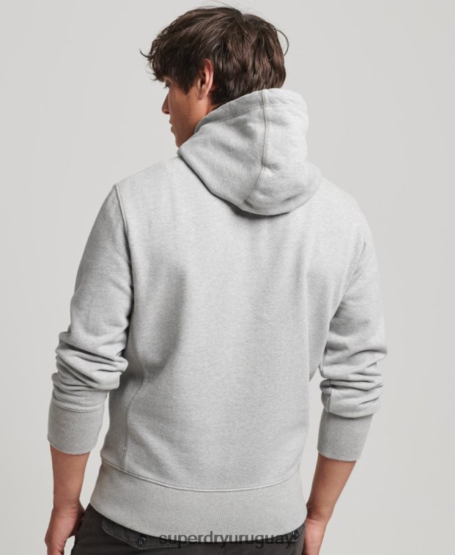 uy Superdry hombres sudadera con capucha y logo deportivo gris DT2N8Z5118 ropa