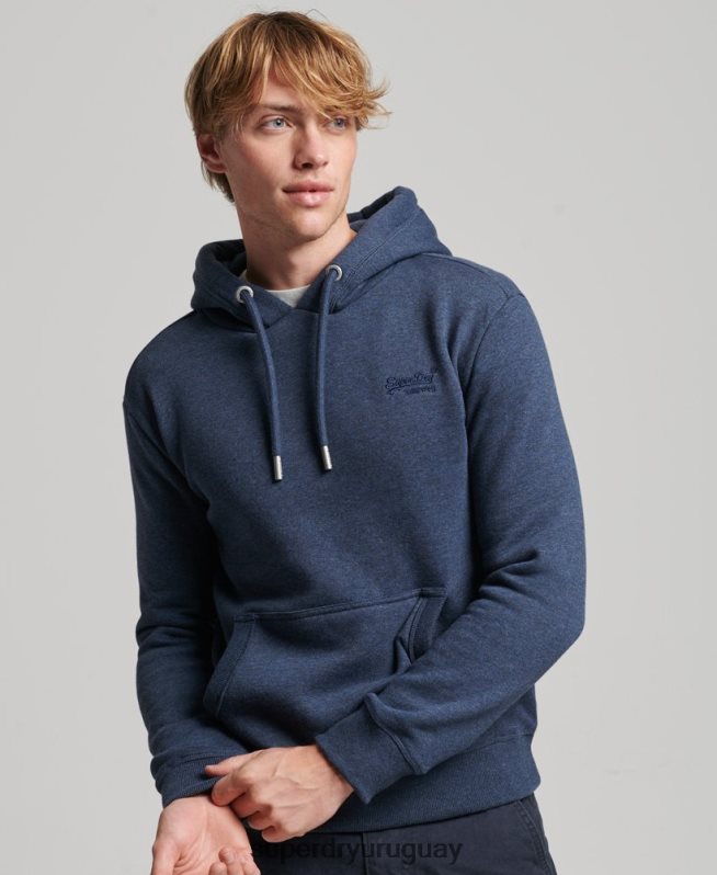 uy Superdry hombres sudadera con capucha y logo esencial de algodón orgánico Armada DT2N8Z521 ropa
