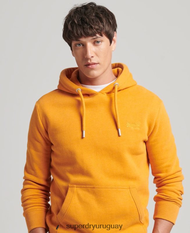 uy Superdry hombres sudadera con capucha y logo esencial de algodón orgánico amarillo DT2N8Z517 ropa