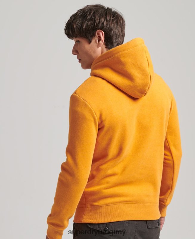 uy Superdry hombres sudadera con capucha y logo esencial de algodón orgánico amarillo DT2N8Z517 ropa