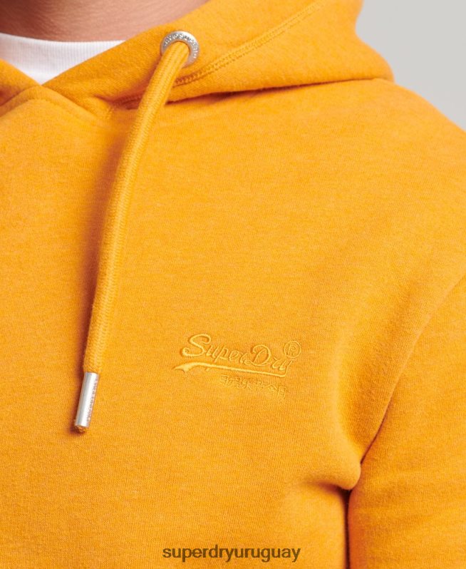 uy Superdry hombres sudadera con capucha y logo esencial de algodón orgánico amarillo DT2N8Z517 ropa
