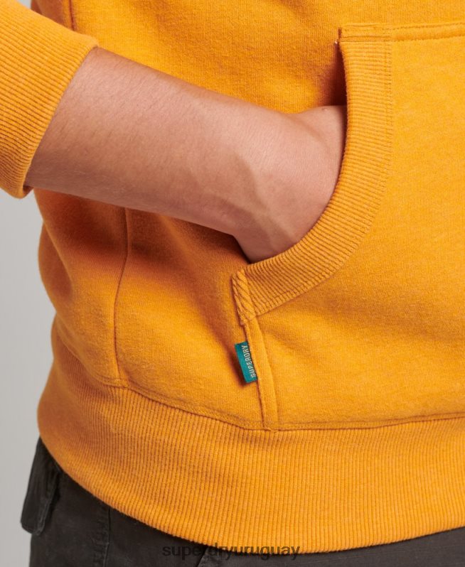 uy Superdry hombres sudadera con capucha y logo esencial de algodón orgánico amarillo DT2N8Z517 ropa