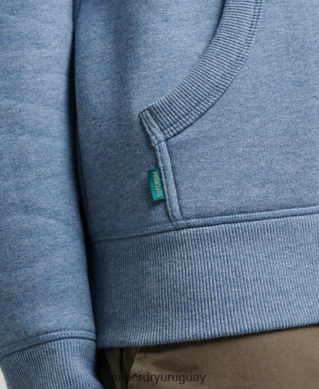 uy Superdry hombres sudadera con capucha y logo esencial de algodón orgánico azul claro DT2N8Z552 ropa
