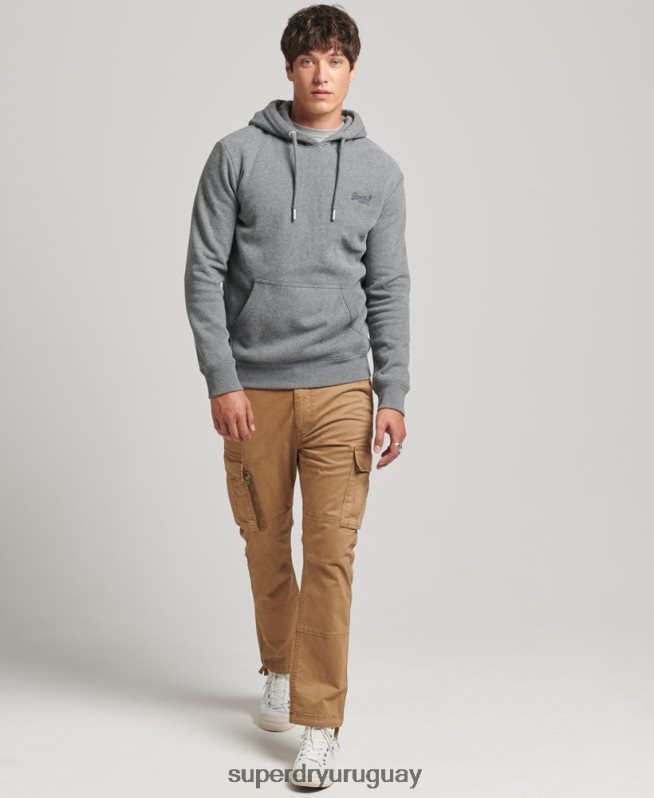 uy Superdry hombres sudadera con capucha y logo esencial de algodón orgánico gris DT2N8Z560 ropa